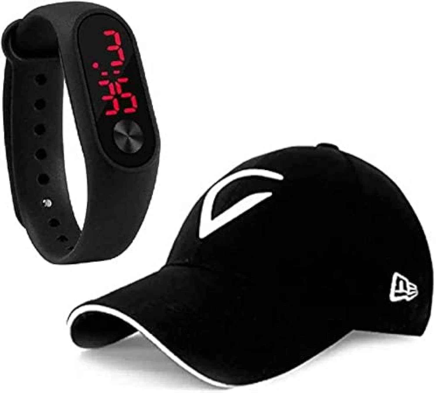 Silicone Boy's Cotton Cap & Digital Watch(023151265_Black)-image-0