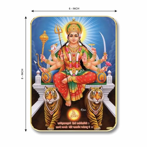 Image of SAF Divine Maa Durga Wall Art with Table Top Stand & Wall Hanging Hole | Premium MDF Religious Painting for Mandir Living Room Bedroom Office Home Decor Gift