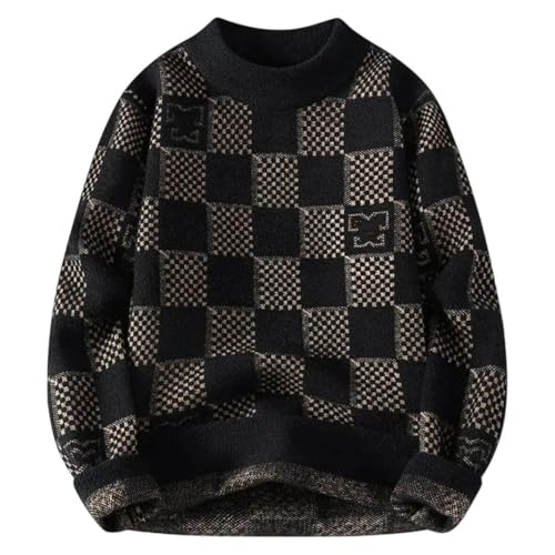 Men's Plaid Knitted Sweater Knitted Fashion Slim Pullover