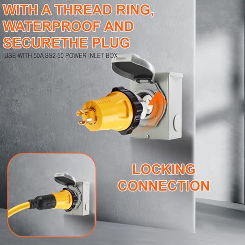 Image of L14-30P to SS2-50R Generator Adapter, 30A 4 Prong Twist Lock Male to 50A Marine Shore Power Female RV Converter, CS6364C Heavy Duty Weatherproof Power Adapter 125 /250V for RV, Camper, Trailer, Yacht