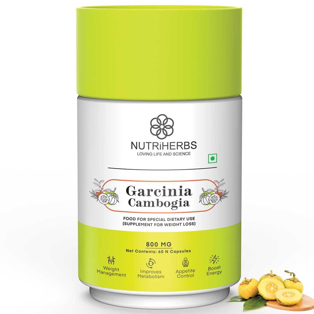 NUTRiHERBS Garcinia Cambogia 800mg with Green Tea & Guggul Extract - Capsules | 60 Count