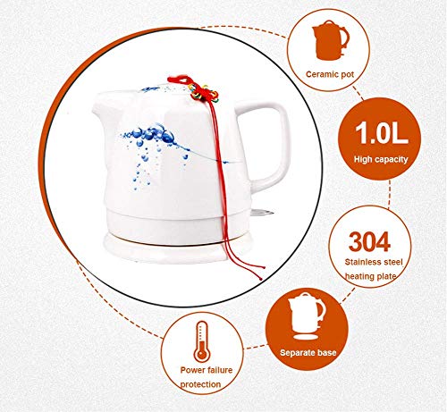 Hervidor eléctrico cerámico sin cable blanco 1L 1400W miniatura 3