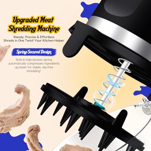 Fitdays Automatic Electric Chicken Shredder |Type-C Fast Charge & 60min Runtime |8"/20CM Visible Shredding Chamber with Brush/Fork |BPA-Free Dishwasher Safe|for Meal Prep/Bodybuilding/Kitchen (Black) - Image 4