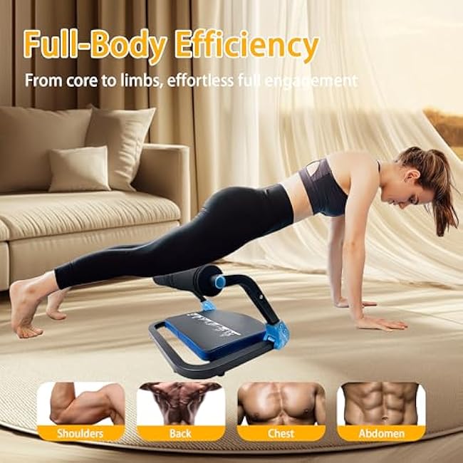 Ab Machine with 3-Level Resistance ¨C Foldable Sit Up Bench for Home Gym, Full Body Workout Core Trainer with Auto Rebound,No Assembly Ab Crunch Equipment