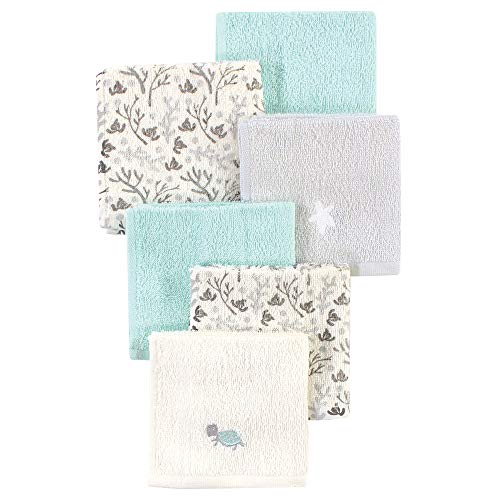 Image of Luvable Friends Unisex Baby Super Soft Cotton Washcloths, Sea Turtle, One Size