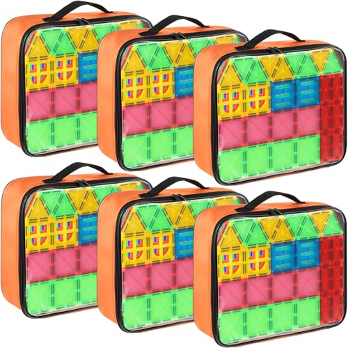 6 Pack Toy Storage Bag for Magnetic Building Tiles,Toy Storage Organizer with Visible Window,Multifunction Toy Storage Organizer Bag for Magnet Building Blocks Tiles,PicassoTiles,Playmags