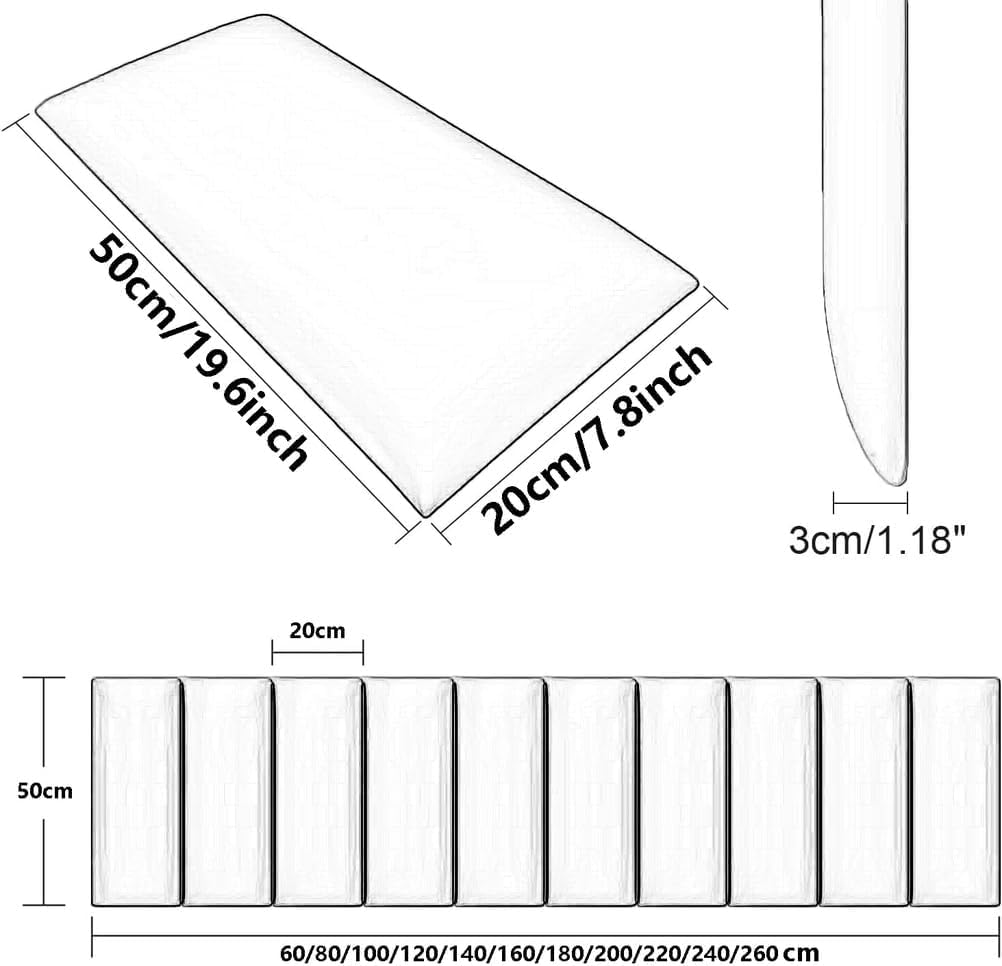 Panneau de tête de lit capitonné autocollant 3D pour chambre à coucher et salon - Design anti-collision - Taille double