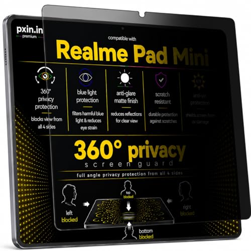Image of Pxin 360 Pro Privacy Screen guard compatible with Realme Pad Mini | Anti Glare | Anti UV | Anti Blue | Anti Reflection | Privacy Filter | Unbreakable Build