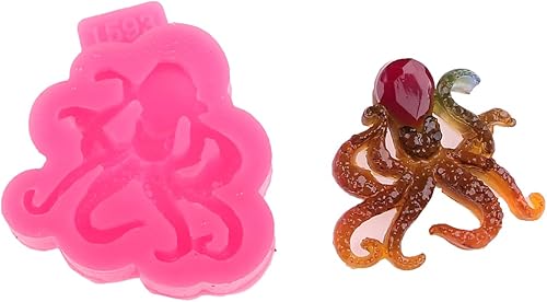 Angel Wings Moldes de silicona con forma de pulpo, molde de resina epoxi brillante brillante para decoración de pasteles, rosa