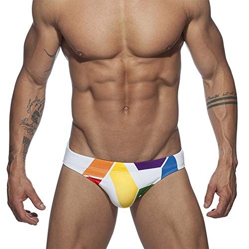 sandbank Slip de bain pour homme - Imprimé floral - Taille basse - Avec rembourrage amovible - Élastique - Short de plage - Blanc - XL Cover