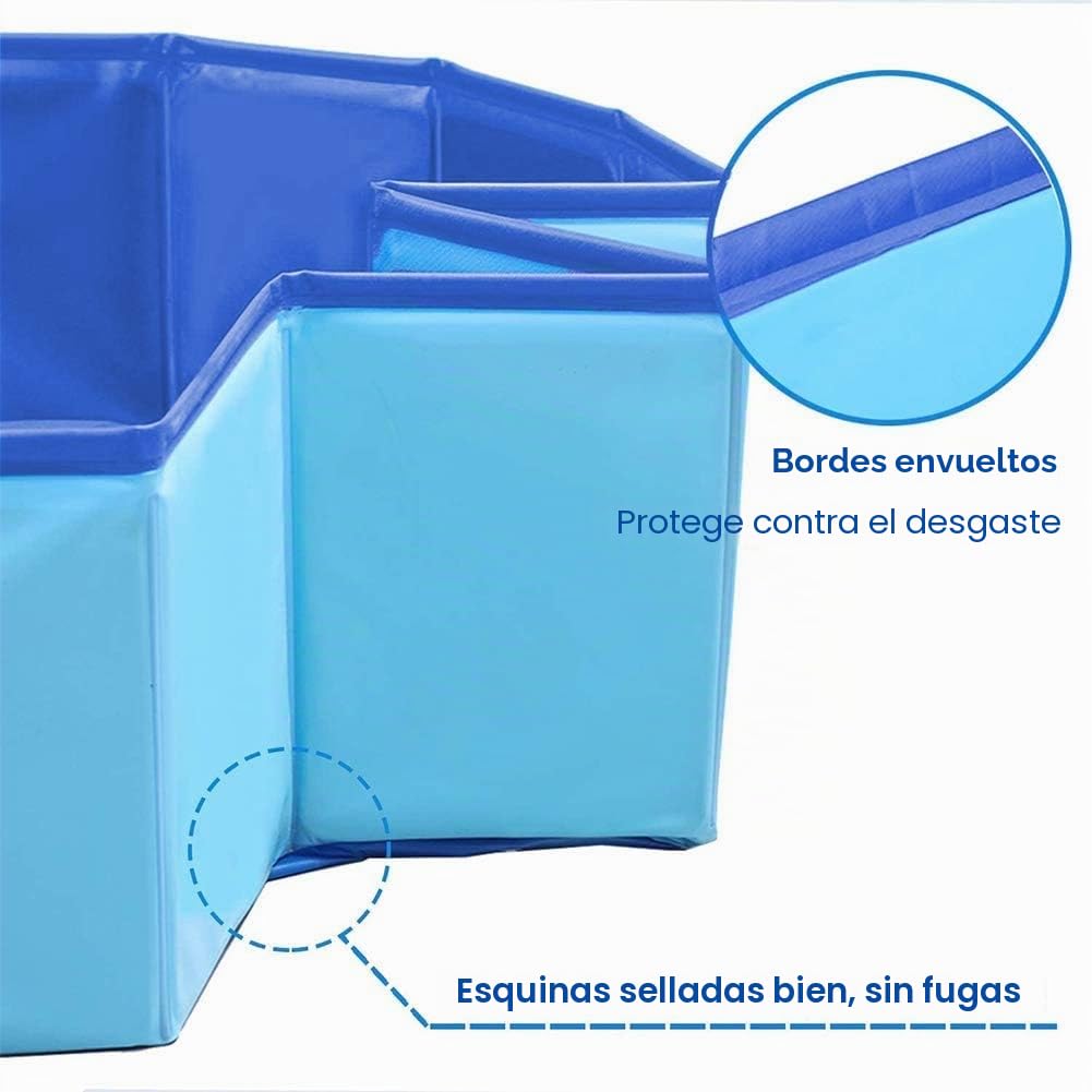 Queta Piscina para Perros Plegable, Bañera para Perros Grandes Medianos Pequeños Mascotas, PVC Antideslizante Piscina para Perros 120x30/80x20/60x20, Azul (120 * 30cm)