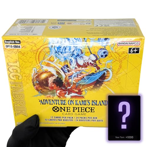 OP15 Adventure ON KAMIS Island Booster Box English OP-15 Booster Box Display Factory Sealed for OP15 One Piece Cards English TCG (24 Packs) + Custom TCG Fabrik Don Card