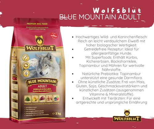 Wolfsblut Hund Adult | Trockenfutter | Multi Bundle | Mix Paket | Sparpaket | 2 x 2 kg | Verschiedene Sorten (2 x 2 KG, Blue Mountain)