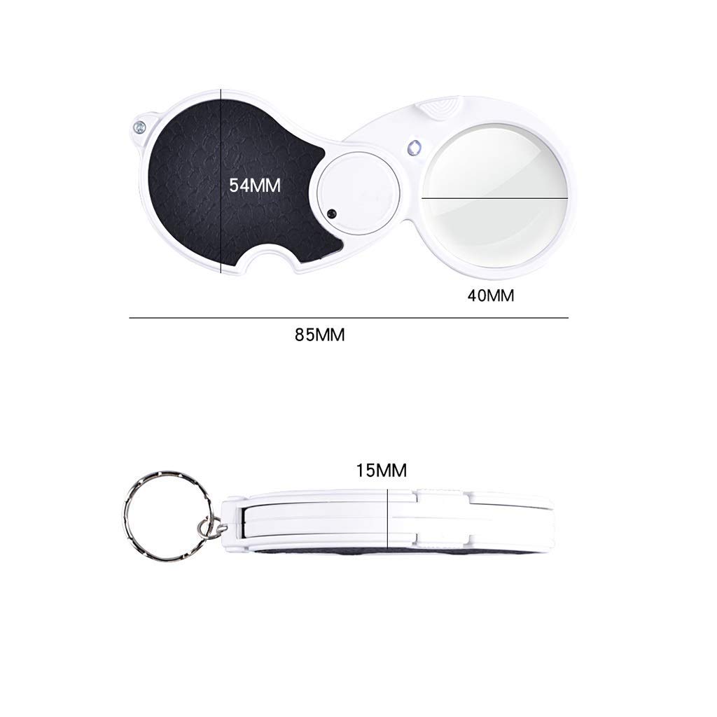 Lupa De Bolsillo Plegable 5X, Lupa De Mano con Luz Led, Llavero con Lupa para Lectura, Joyeros, Inspección, Joyas, Monedas, Pasatiempos, Viajes, Lente Abierta De 45 Mm De Diámetro