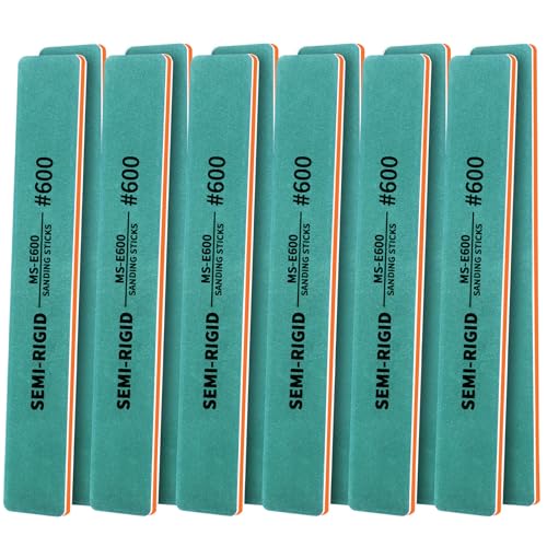 MORLARCO ヤスリ プラモデル用 12個セット 600番 サンドペーパー 130×20×4mm 耐水ペーパー スポンジヤスリ 半硬質 サンディングスティック 紙やすり サビ落とし 木工DIY作業 細部仕上げ ホビー用工具