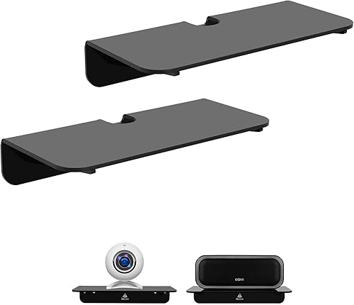 TXEsign Paquete de 2 estantes flotantes acrílicos de 9 pulgadas, estante de montaje en pared, estantes acrílicos para altavoces, soporte organizador