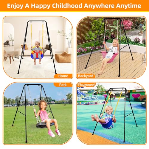 Image of Foldable Swing Stand for Kids, Heavy-Duty Metal Swing Frame for Indoor /Outdoor, Suitable for Most Baby Toddler Swings, Easy to Assemble & Store, Swings not Included