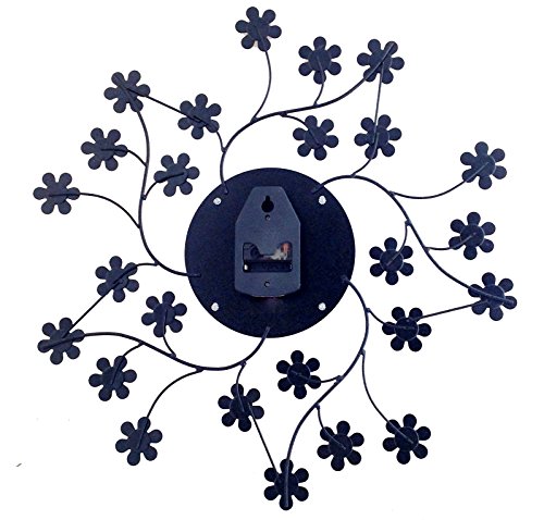 Image of CHRONIKLE Beautiful Diamond Series Analog Floral Design Round Metal Crystal Wall Clock for Living Room Home Decorations Office Gifts (Size: 57 x 5 x 57 CM | Color: Black | Weight: 1030 Gram)