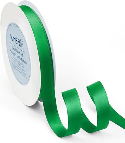 Cinta de satén de poliéster de doble cara de 58 pulgadas, color verde esmeralda, perfecta para envolver regalos, muy adecuada para bodas, fiestas,