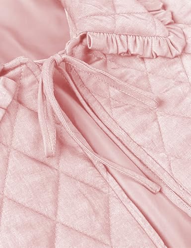 Vimida Women's Quilted Lightweight Jacket - Pink Cropped Puffer Coat with Bow Tie Design (X-Large) - Perfect for Winter Adventures! - Image 4