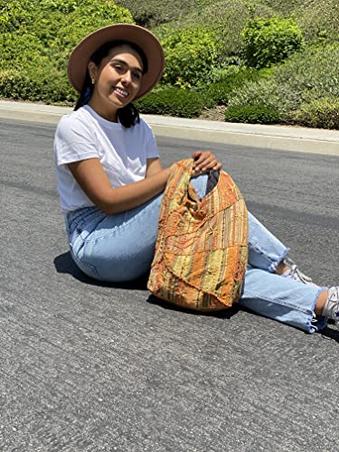 Hand Embroidered Peace and Sunrise Boho Crossbody Hippie Handbag - Unique, Ethical, and Vibrant for the Free-Spirited Soul4