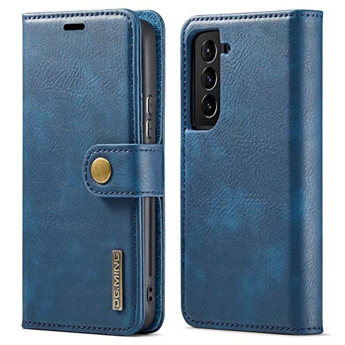 Étui Samsung Galaxy S22 en cuir bleu avec portefeuille amovible