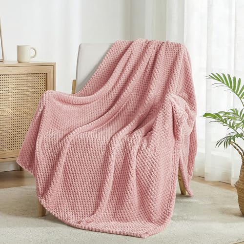 Product Image of the Exclusivo Mezcla Fleece Throw Blanket Extra Large, Super Soft and Warm Blankets for Couch, Sofa and Bed Waffle Textured, Cozy, Fuzzy and Lightweight (Dusty Pink, 50x70 Inches)