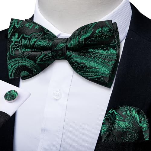 Image of DiBanGu Pre-Tied Bow Ties for Men Silk Adjustable Tuxedo Bowties Pocket Square Cufflinks Set with Lapel Pin Jacquard Woven
