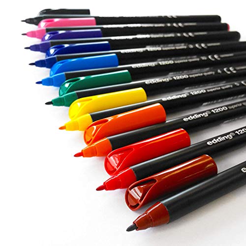 Rotuladores de colores Edding, punta cónica media, 1,0 mm, 10 unidades.