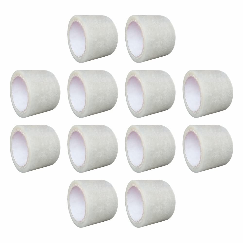 12 Rolls X Clear Packaging Tape 72MM x 66M (3") Strong Heavy Duty Roll Pack Secure Sticky Sealing Tape for Parcel Boxes, Moving Boxes, Large Postal Bags for Long Term Storage