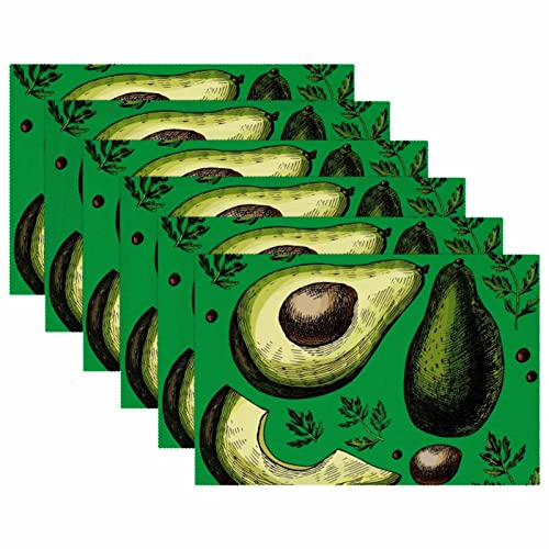 Set de table avocat antidérapant lot de 6 pour repas