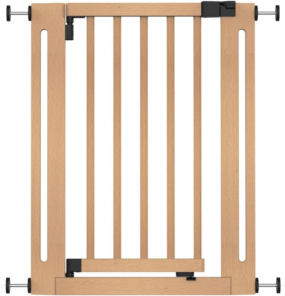 Safetots Elegance Cancello in Legno, Naturalee, 63cm - 71cm, Cancello di Sicurezza a Pressione, Cancello per Bambini per Scale, Corridoi e Porte, Design Elegante e Facile Installazione
