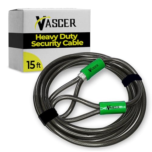 Vascer 15ft Heavy Duty Bike & Equipment Security Cable, 3/8