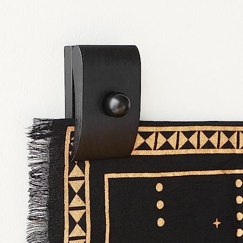 4 Large Tapestry Hangers, Wooden Quilt Hangers for Wall Display, Rug Hanger for Wall Hangings, Quilt Rack Clamps Mount, Decorate with your with any Fabric and Wool (Black, 4 Large Clips with Hardware) by MOCTUS - Image 5