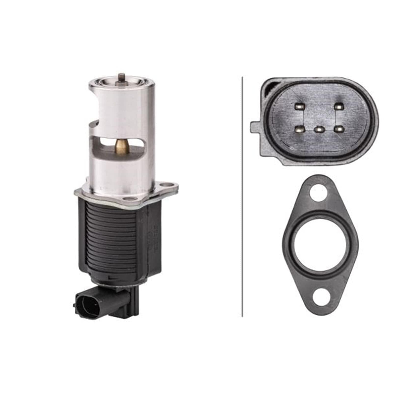 HELLA 6NU 014 864-481 Válvula EGR - eléctrico - 5polos - con junta | 6NU 014 864-481 apto para Logan Sandero
