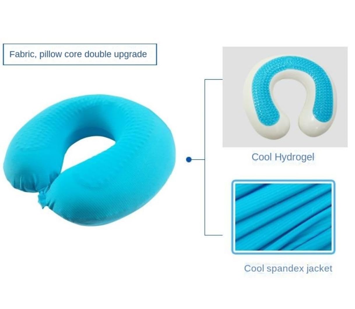 Nackenkissen Auto Nackenkissen Reise Cooles Gel-Reisekissen, Spandex-Reise-Nackenkissen, U-förmiges Kissen, Flugzeugkissen Travel Essentials(Blue)