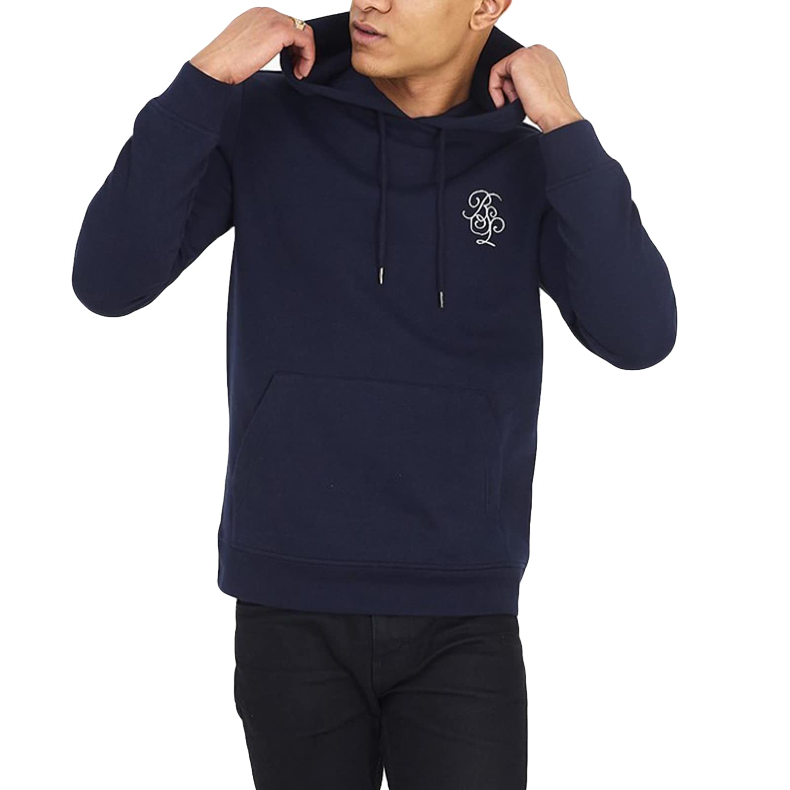 BRAVE SOULMens Hoodie Sweatshirt Fleece Jumper Warm Partial Zip Up Long Sleeve Winter Top