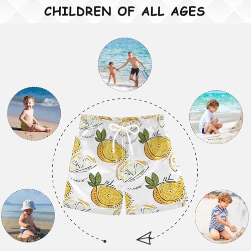 visesunny Summer Boy's Beach Shorts Doodle Yellow Lemon Leaf Quick Dry Swim Trunks Baby Boy Bathing Suit4