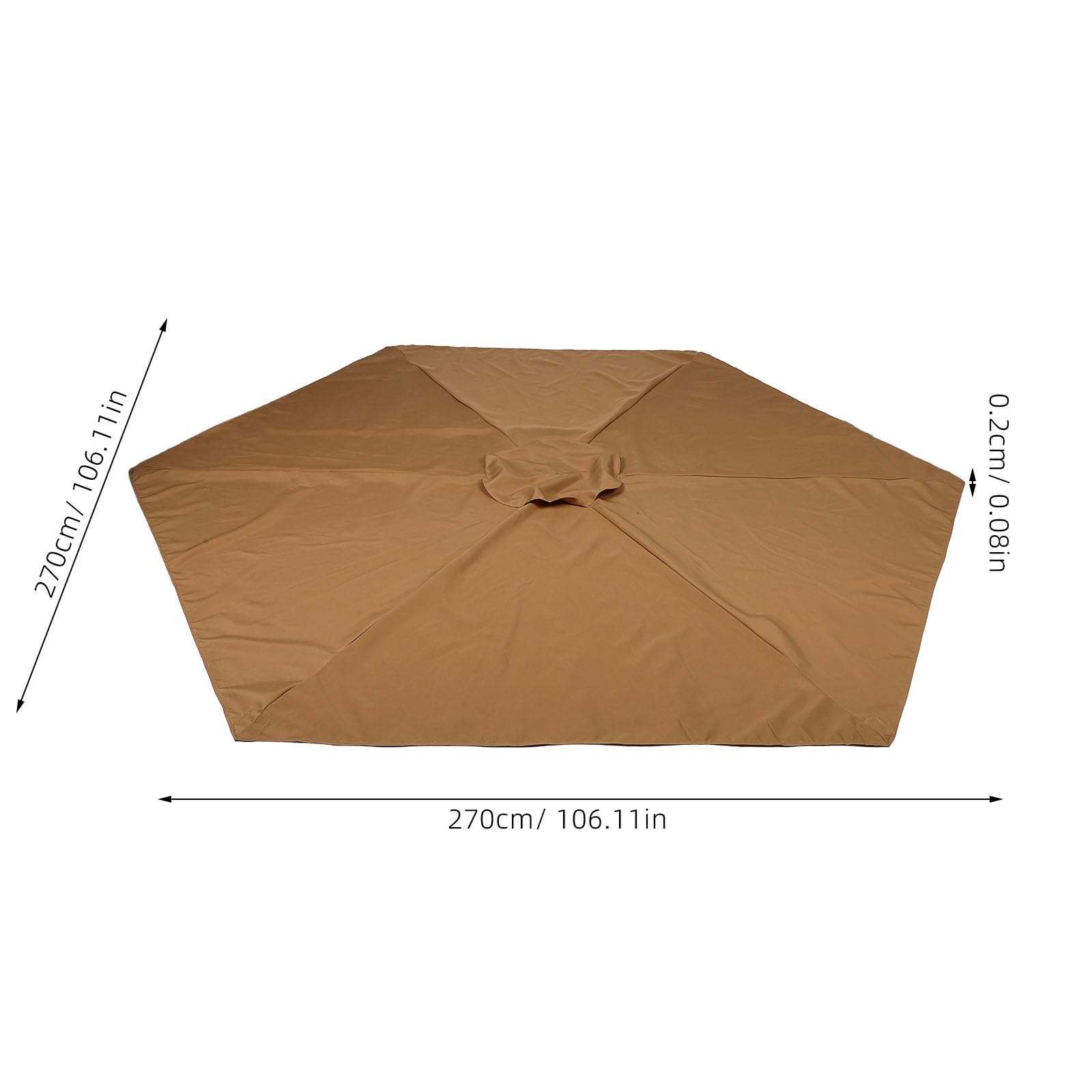 Telo Poliestere 6 Patio Ricambio per Ombrellone da Stecche | Colore Khaki, Resistenza a Pioggia e Sole, per Mercati e Attività All'aperto, 1 Pezzo