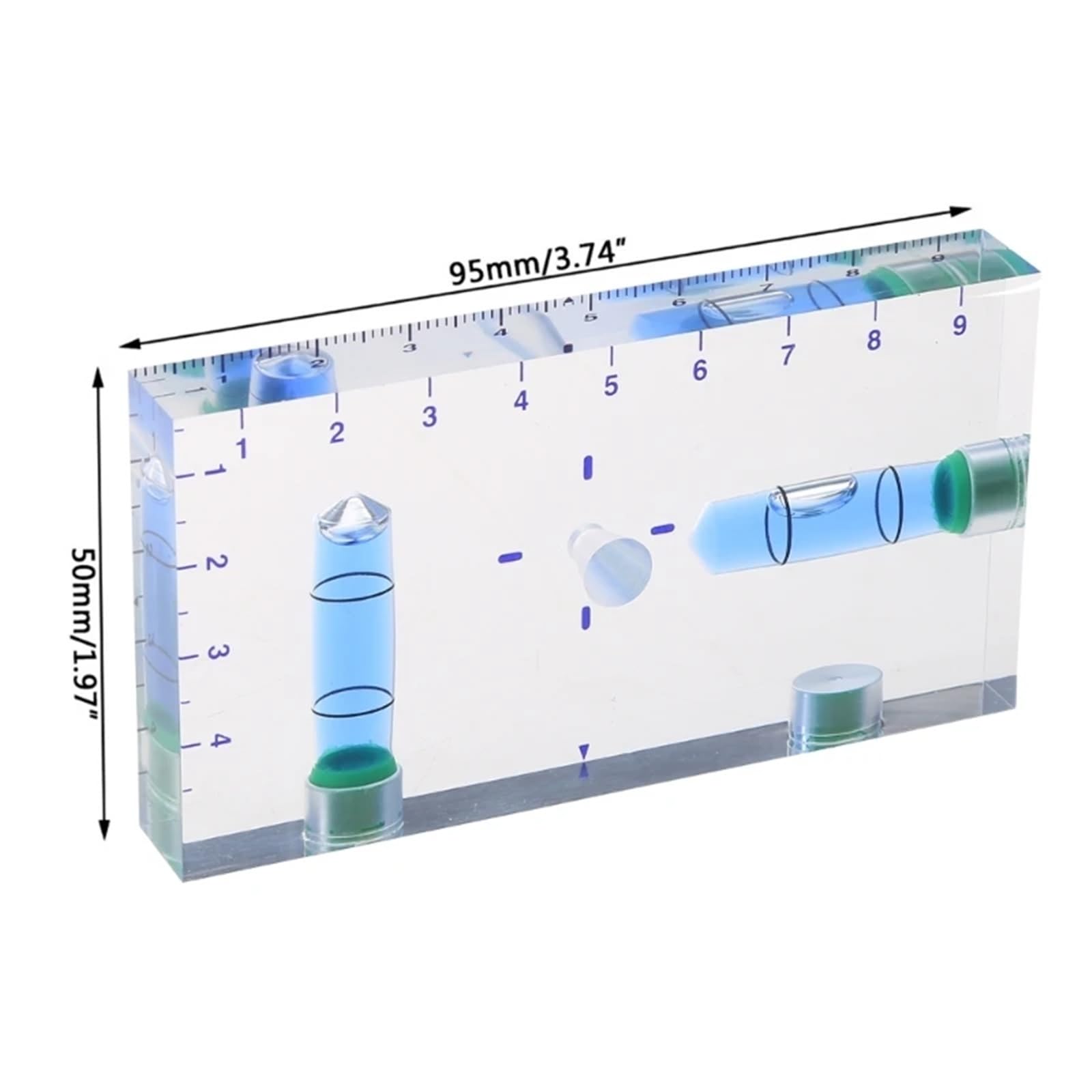 Mini poziomica magnetyczna o wysokiej przezroczystości z trzema silnymi magnesami nadaje się do budowy domu | High Transparent Magnetic Level Bubble Mini Spirit Level with Three Strong Magnets Fitting for Const(niebieski)