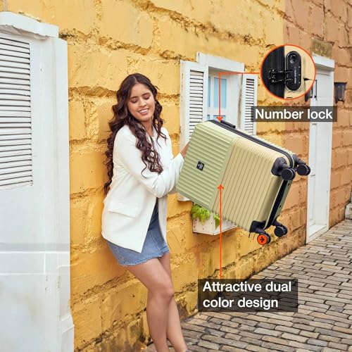 Image of Nasher Miles Istanbul Hard-Sided ABS and PC Cabin Luggage 20 inch | 55cm | 8 Wheels Small Trolley Bag for Travel | Suitcase (Green Yellow)