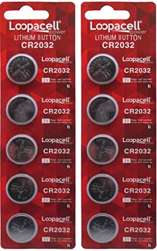 10 Pack Baterías de Litio CR2032 3V Loopacell