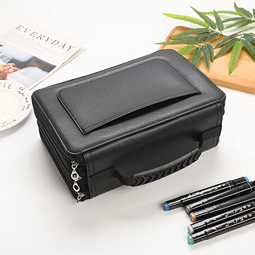 Image of Lbxgap 102 Slots Marker Pen Organizer Case w /Handle | Portable Multilayer Holder for Watercolor Pencils & Gel Pen Markers for Artists, Sketching, Drawing