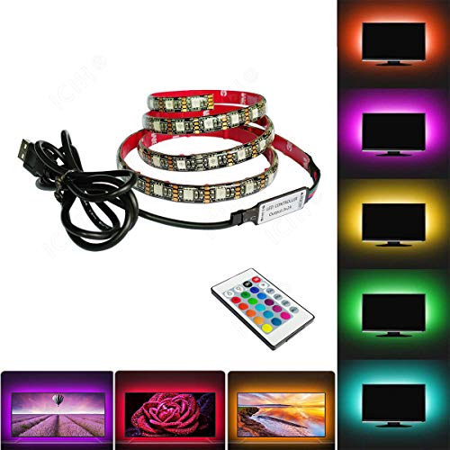 ICIH LED Strip Lights,RGB Strips for 20-30 inch HDTV 1meter/3.3ft RGB USB Powered