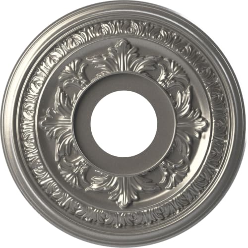 Image of Ekena Millwork 13 inchOD x 3 1 /2 inchID x 3 /4 inchP Baltimore Thermoformed PVC Ceiling Medallion (Fits Canopies up to 5 1 /4 inch), Aged Dark Steel