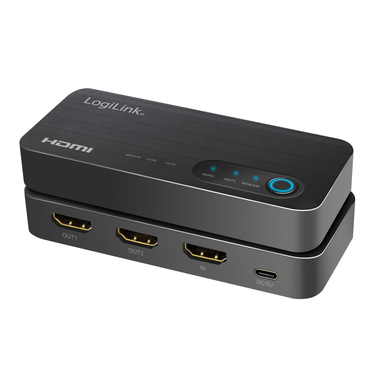 LogiLink Répartiteur HDMI 1 x 2 Ports, répartit 1 Signal HDMI (1 x entrée/Source) vers 2 appareils tels Que TV, projecteur, etc. (2 Sorties), en 4K/60 Hz, HDCP, HDR, CEC, Downscaler