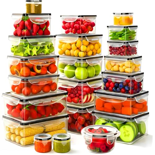 AISOON 40 Pcs 85oz Large Food Storage Containers with Lids, Reusable Meal Prep Containers for Kitchen Storage, Airtight Leakproof & BPA-Free Freezer, Microwave & Dishwasher Safe