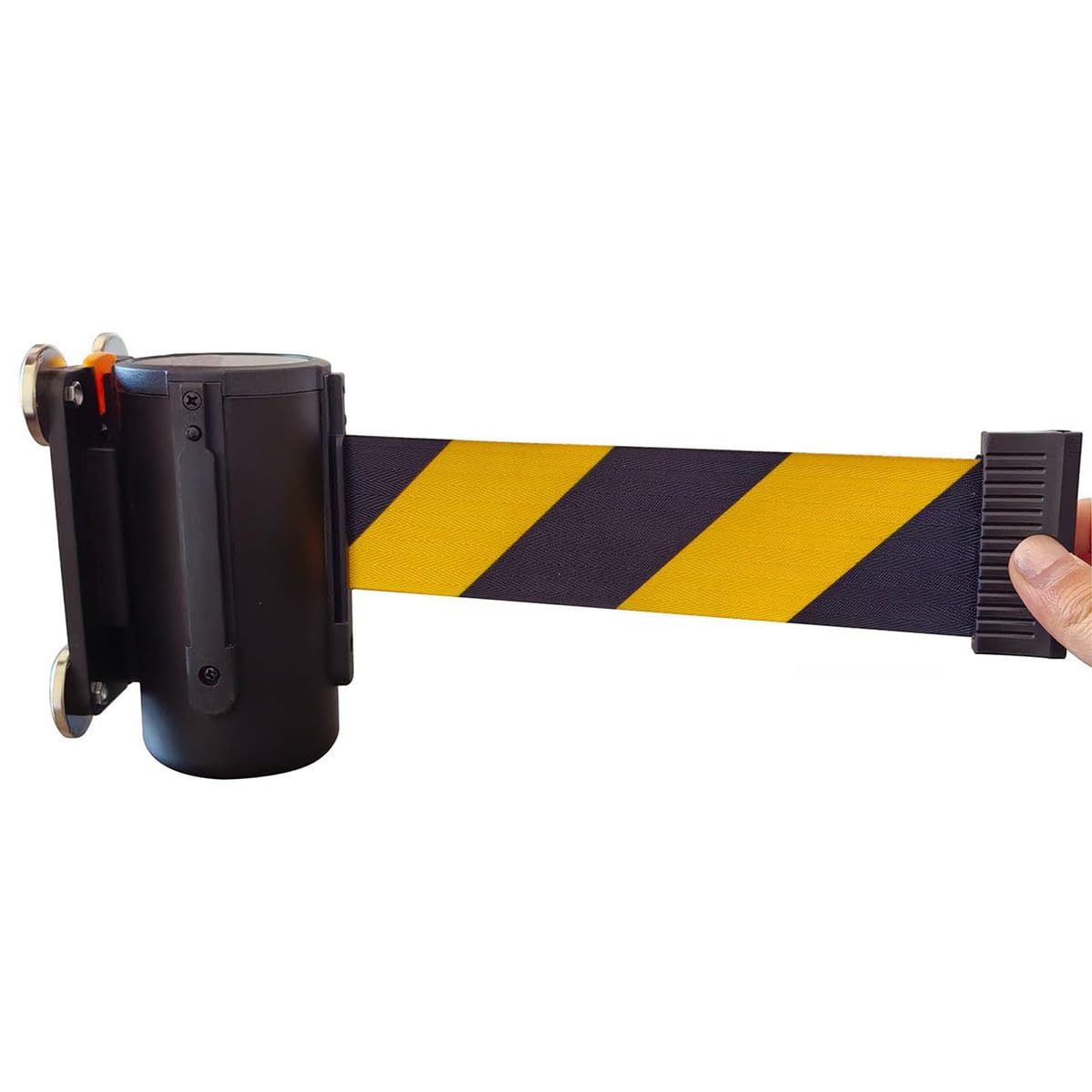 Cinturón Barrera, Cinta Seguridad retráctil magnética montada la Pared, Cinta Barrera retráctil Amarilla y Negra Control multitudes Tiendas minoristas comestibles y estadios, 9.8 pies