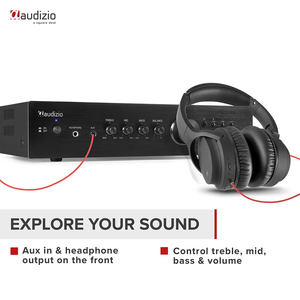 Audizio AD220B - Hifi-Verstärker, 2 x 200 Watt 2.1 Audio-Verstärker mit Bluetooth-Funktion, Schwarz