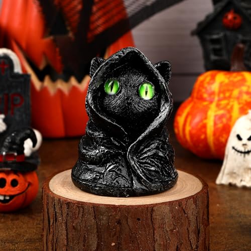 Figura de gato negro con capa para Halloween miniatura 6